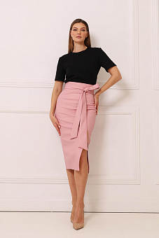 Юбка миди из экокожи с разрезом