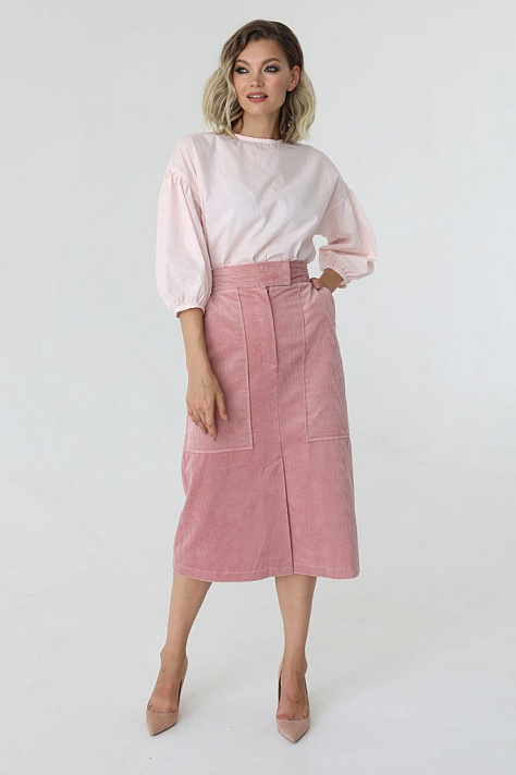 Юбка из вельвета с накладными карманами