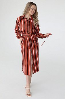 Платье-рубашка  прямого кроя с поясом