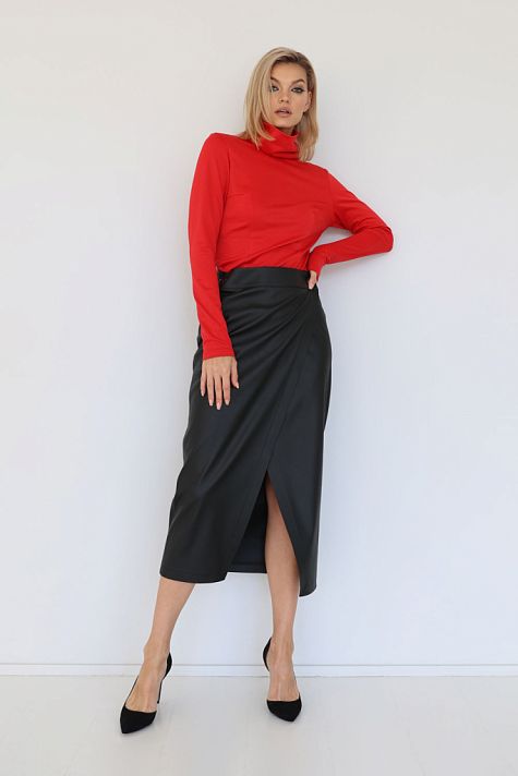 Юбка на запах из экокожи