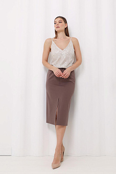 Юбка миди из трикотажа с разрезом