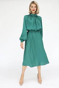 Шелковое платье миди с юбкой-трапеция