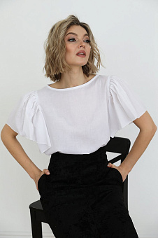 Блузка из хлопка с рукавами-крылышками